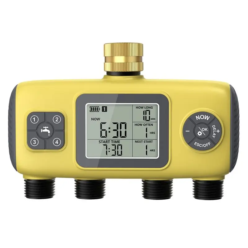 A69E4-Way Garden Irrigation Timer Programmable Drip Irrigation Controller Imperial Threaded Tnterface Rain Delay Timed Watering
