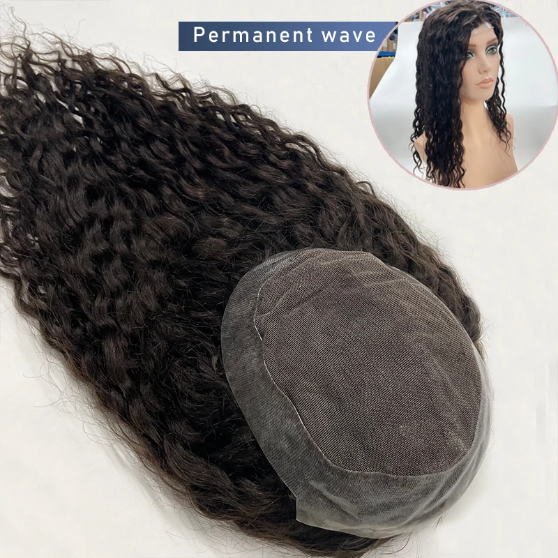 Women Permanent Wave Toupee Customized Swiss Lace Australia Long Wig for Women Pefect Remy Male Hair Capillary Prosthesis