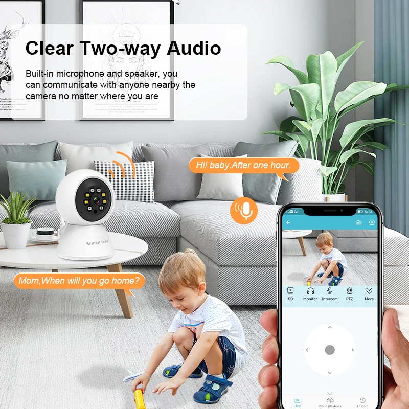 Vstarcam 3MP Wireless WIFI PTZ Camera Smart Home Indoor WiFi Surveillance Audio Cam CCTV Auto Tracking Security Baby Monitor