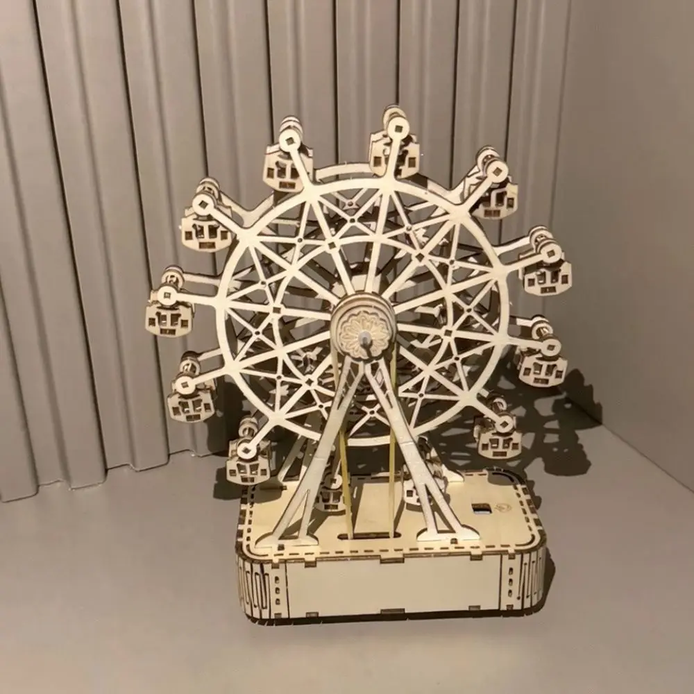 DIY Wooden Cello Music Box Building Blocks Model Mechanical Craft Home Decoration Ornament Artistic Birthday Gift