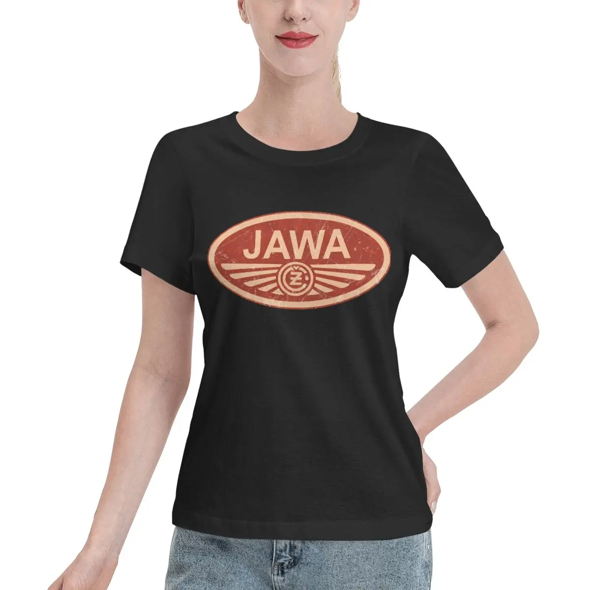 Camiseta vintage para mujer No Shrink CZ Jawa Motorcycles, top vintage para mujer para vacaciones