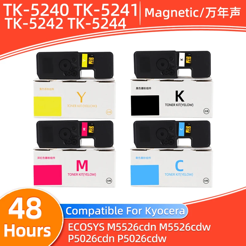 4pcs TK-5240 TK-5242 TK-5244 Toner Cartridge Compatible for Kyocera ECOSYS M5526cdn M5526cdw P5026cdn P5026cdw MFP Laser Printer