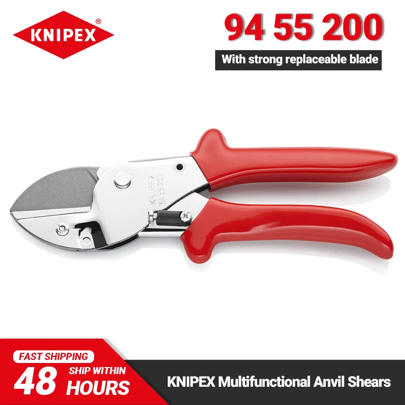 

KNIPEX 94 55 200 Anvil Shears 200mm Length Multifunctional Cutting Tools for Rubber Profiles PVC Leather Wood Hoses