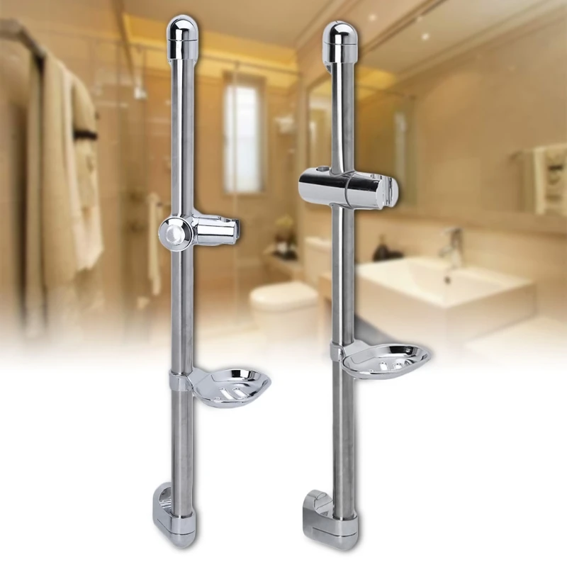 Description Picture 6 of item67JE Universal Handheld Shower Rail Slider Holder Slide Bar with Soap Tray Adjustable Angle Shower Holder Lifter Pipe Kit