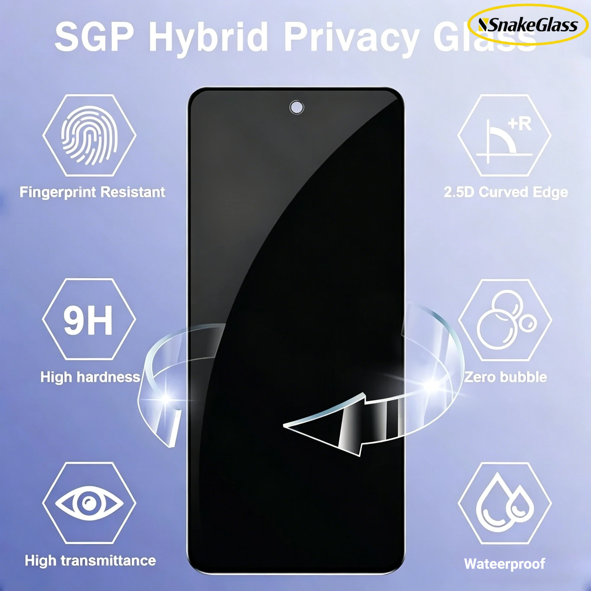 3-teilige Sichtschutzfolie aus gehärtetem Glas für Motorola G86 G82 G72 G55 G56 E40 E22 E14, Anti-Peep- und kratzfester Displayschutz, glatt – Detail 3