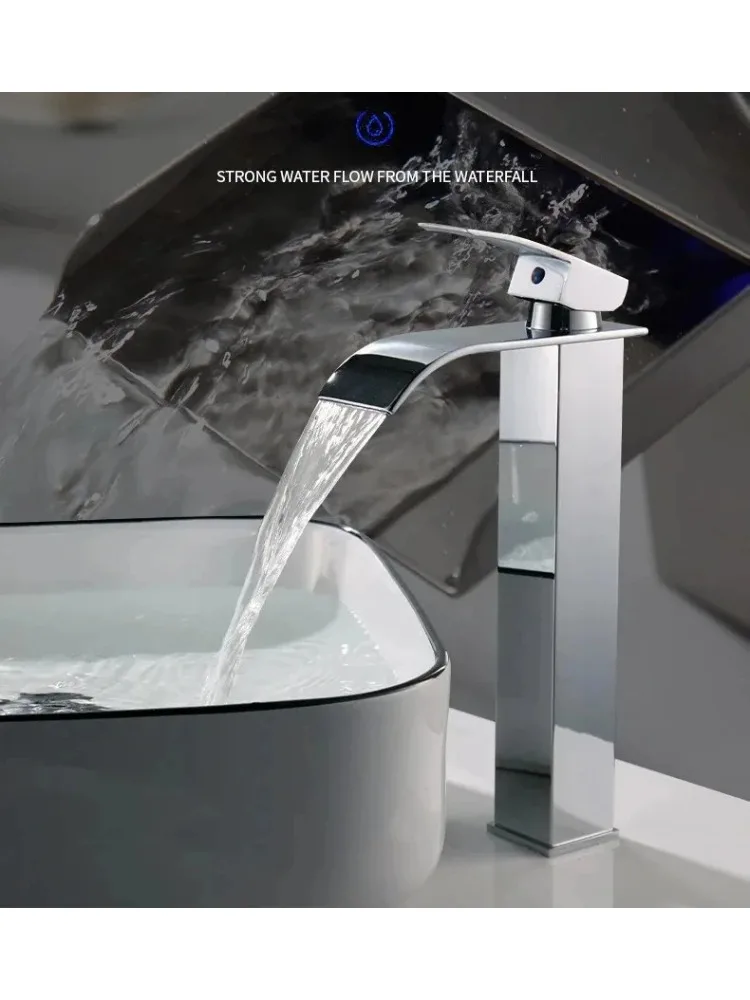 

Copper core waterfall stainless steel basin faucet for bathroom, kitchen, sink, hot and cold dual control faucet