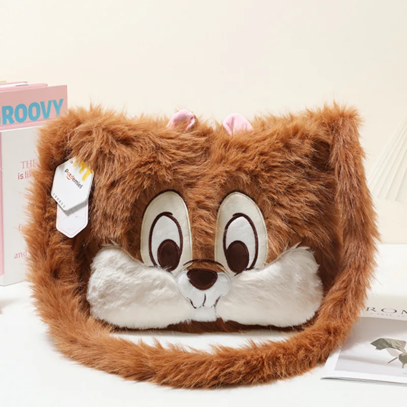 

Disney Plush Shoulder Bag Cartoon Chip &Dale Large Capacity Plush Storage Bag Travel Portable Storage Holiday Gifts Commuting