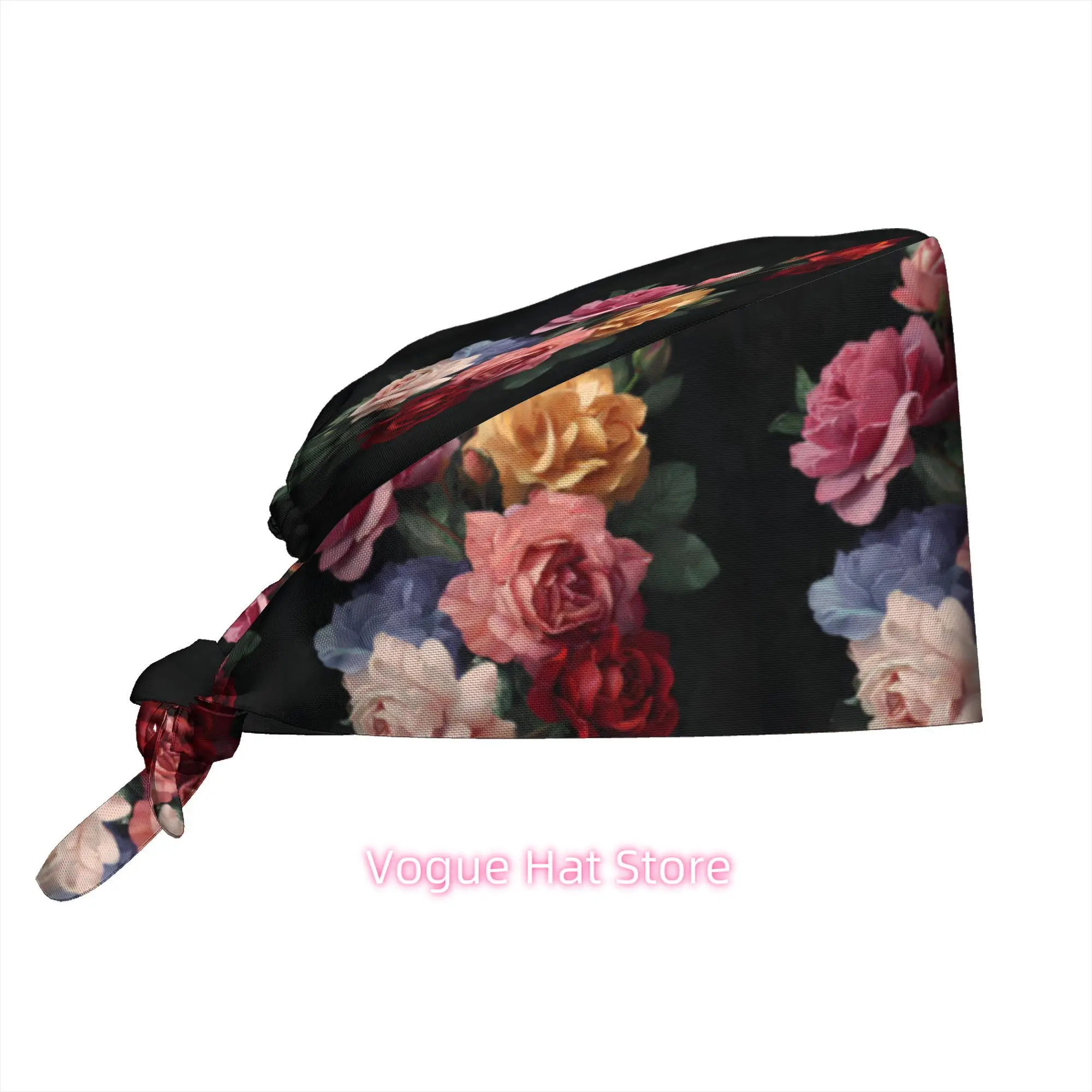 1pc of a Work Hat Featuring a Multicolored Rose Bouquet Illustration in  Vintage Botanical Style, Perfect for Home Decoration