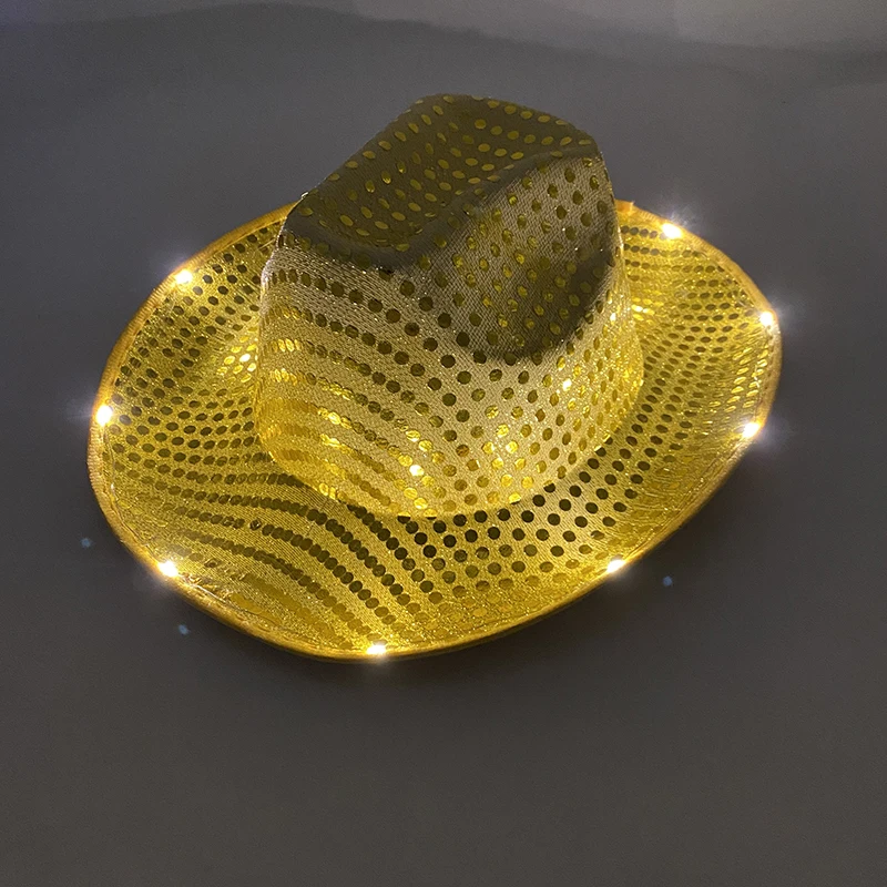 4 Colors For Choice Glowing LED Cowboy Hat Dance Performace Decorate Neon Light CowGirl Cap Flashing For NightClub DJ Bar