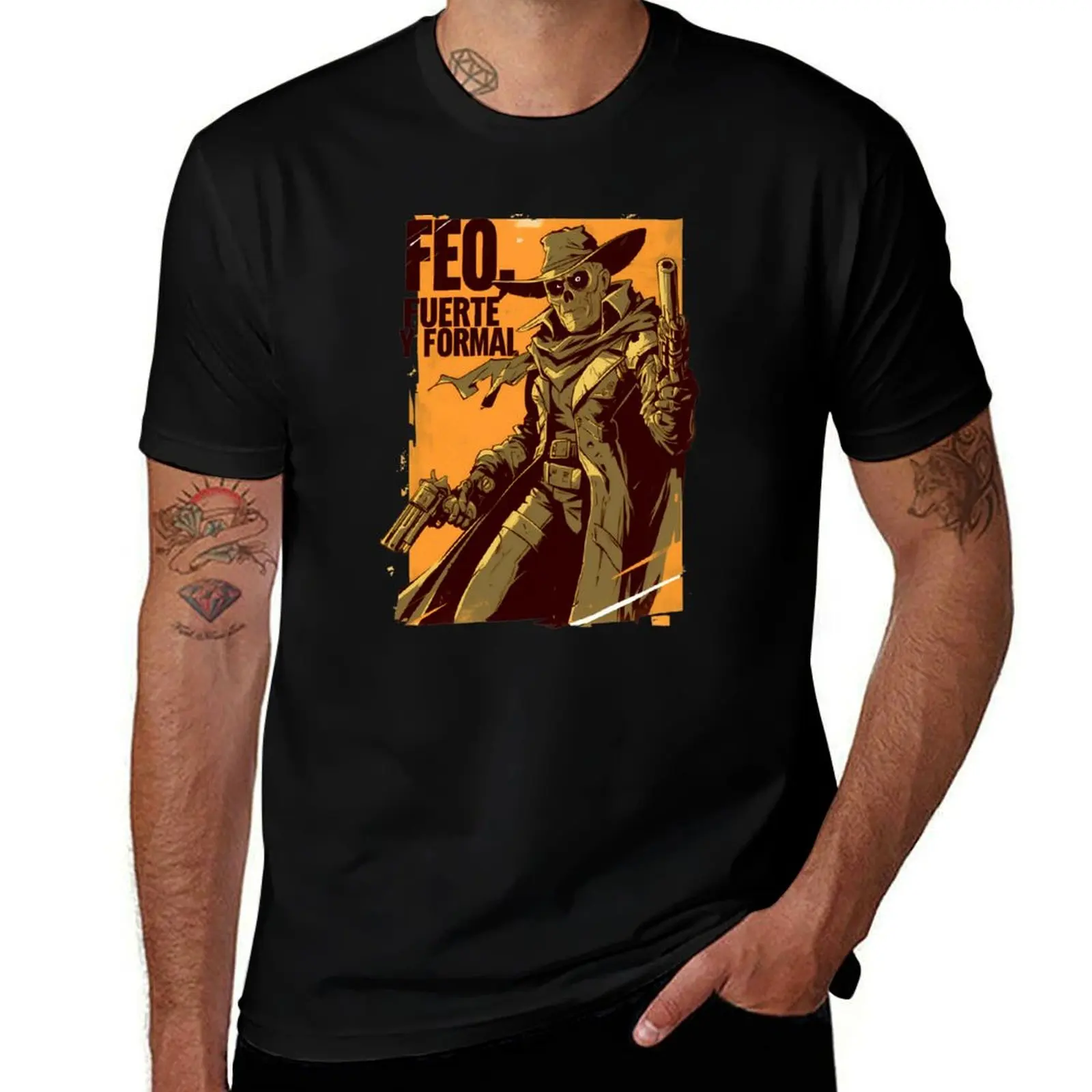 Feo, Fuerte y Formal - Gunslinger Ghoul - Post Apocalyptic T-Shirt Novelty Print Casual Tee Shirt T-Shirt