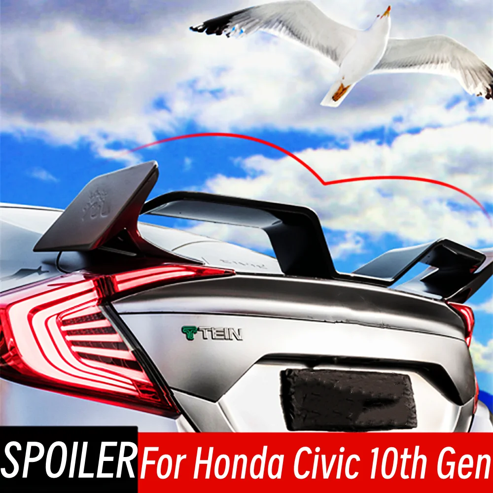 

For 2016-2020 Honda Civic 10th Gen 4 Door Rear Trunk Lid Boot Spoiler Wings Sport Seagull Style Car Exterior Tuning Accessories