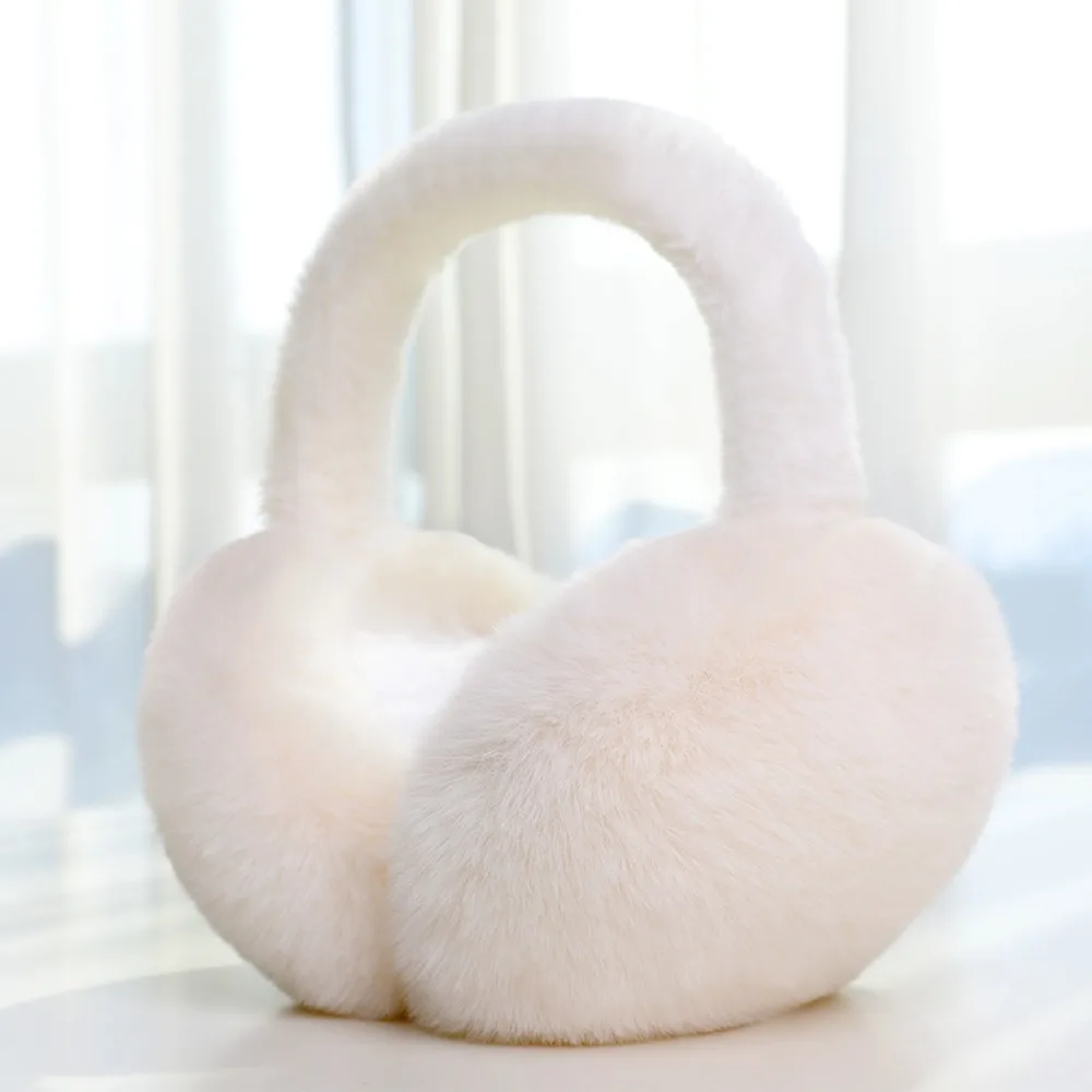 New Warm Plush Ear Warmer Solid Color Folding Earflap Thickened Cold Protection Winter Earmuffs Women