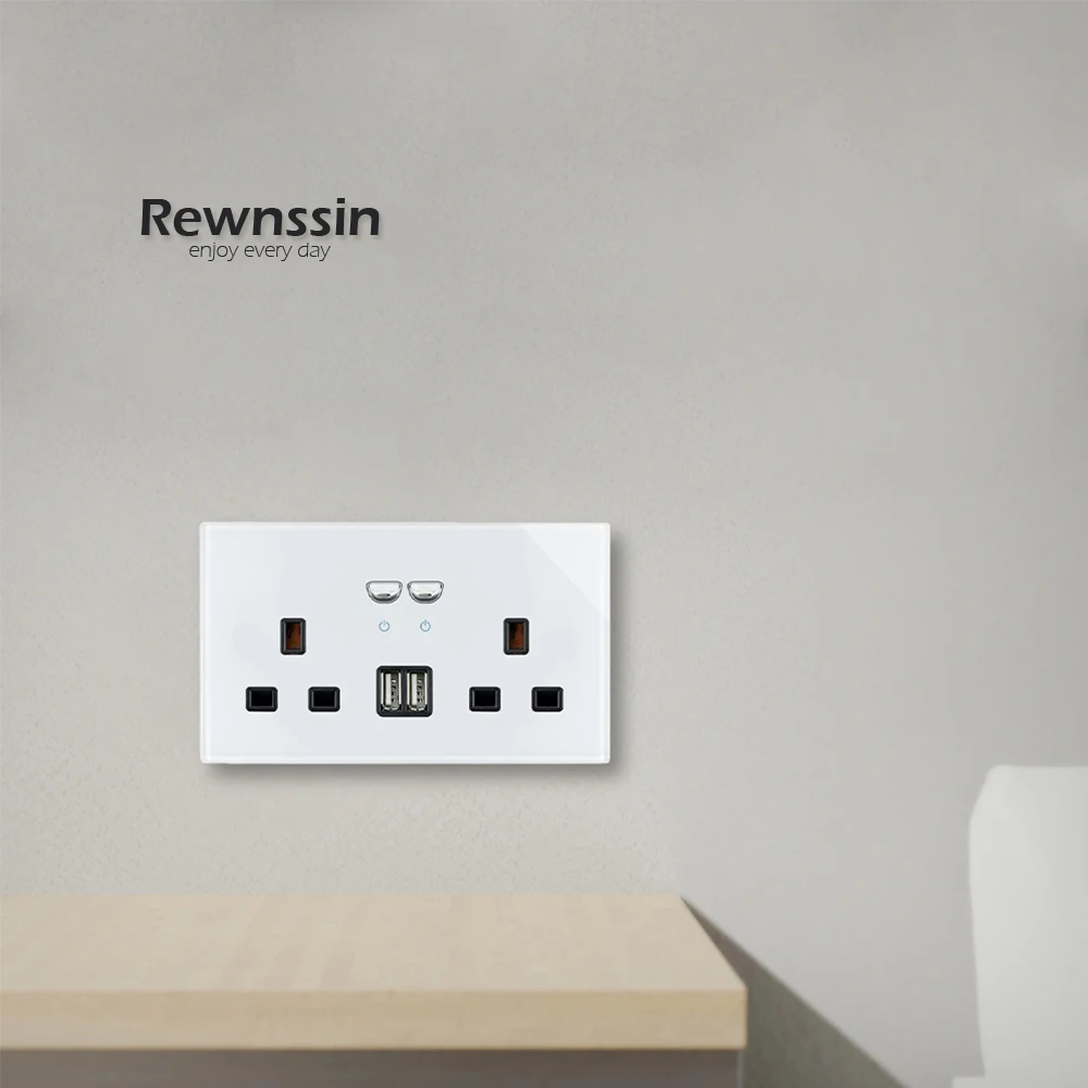 

Розетка, выключатель света, 250 В, британская вилка, стандартная универсальная розетка для телевизора, переключатель RJ45, настенная розетка со светодиодной розеткой из белого стекла