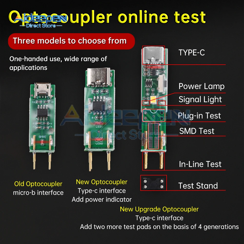 4 Pin Optocoupler Tester Online Testing Tool Optocoupler Test Board Electronic Repair Specific Type-c/Micro-b Interface