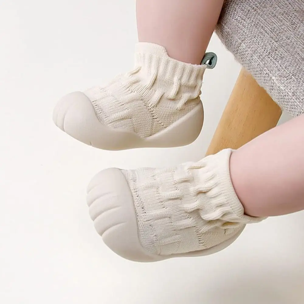 

Портативные нескользящие детские носки-тапочки с мягкой резиновой подошвой, эластичные, дышащие, защищающие пальчики ног, для использования в помещении