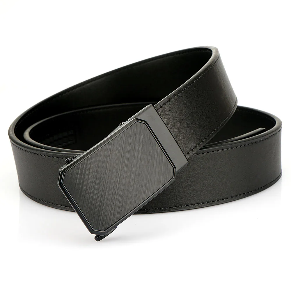 

TUSHI New Leather belt men High Quality Genuine Leather Belts Automatic Buckle Belt Adjustable No Hole Belt Jeans Belt for Men