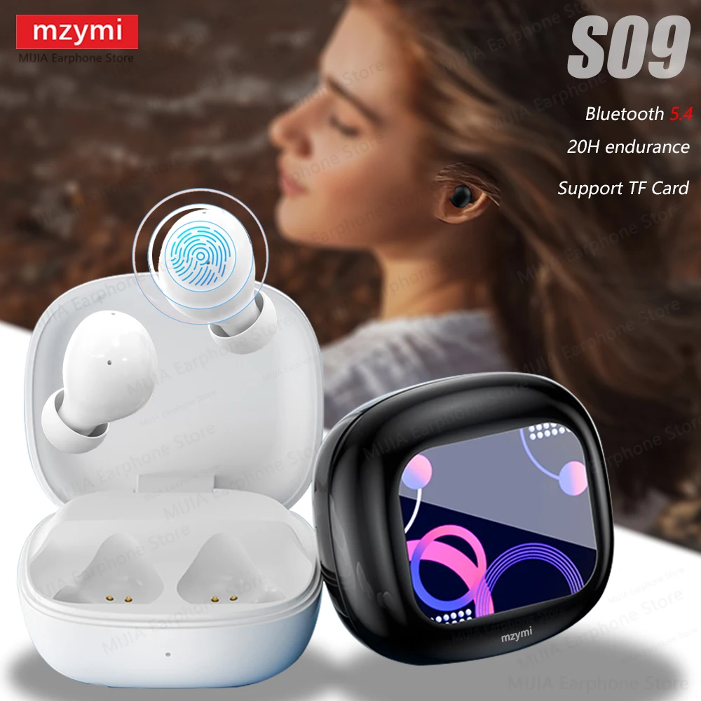 

mzymi S09 ANC Bluetooth5.4 Earbuds TWS Wireless In Ear Headphone Touch Screen Noise Cancelling Headset With Mic For XIAOMI