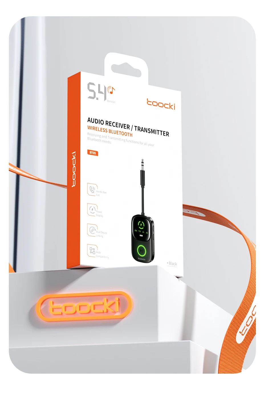 Toocki Bluetooth 5.4 Audio Receiver Sender 2-In-1 Display 3,5mm AUX Wireless Audio Adapter Für Auto Flugzeug Lautsprecher TV PC – Detail 17