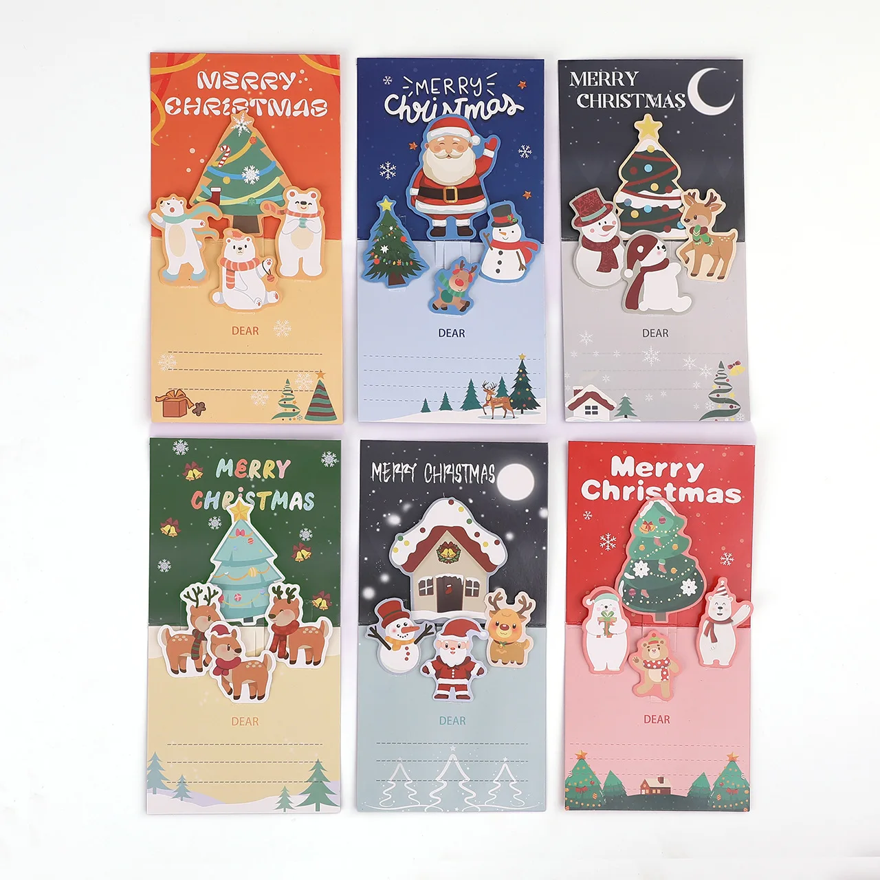 6 Stück 3D-Weihnachtskarten mit zufälligen Mustern und Umschlägen - Weihnachtsszene, Weihnachtsmann, Rentier - Feiertagsgrußkarten für Freunde und Familie, Weihnachtsbotschaftskarten, Geschenke für den Heiligabend, Fir – Detail 6