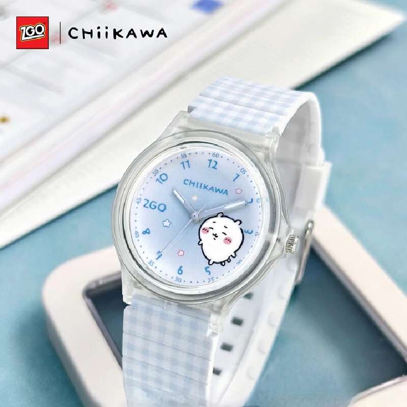 

ZGO Chiikawa Wrist Watch Checkered Soft Strap Luminous Watch Decor Anime Figures Chiikawa Anime Peripheral Gifts Students Gifts