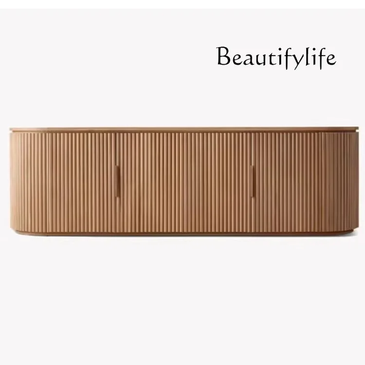 American retro living room home TV cabinet simple modern double door solid wood audio-visual table high sense
