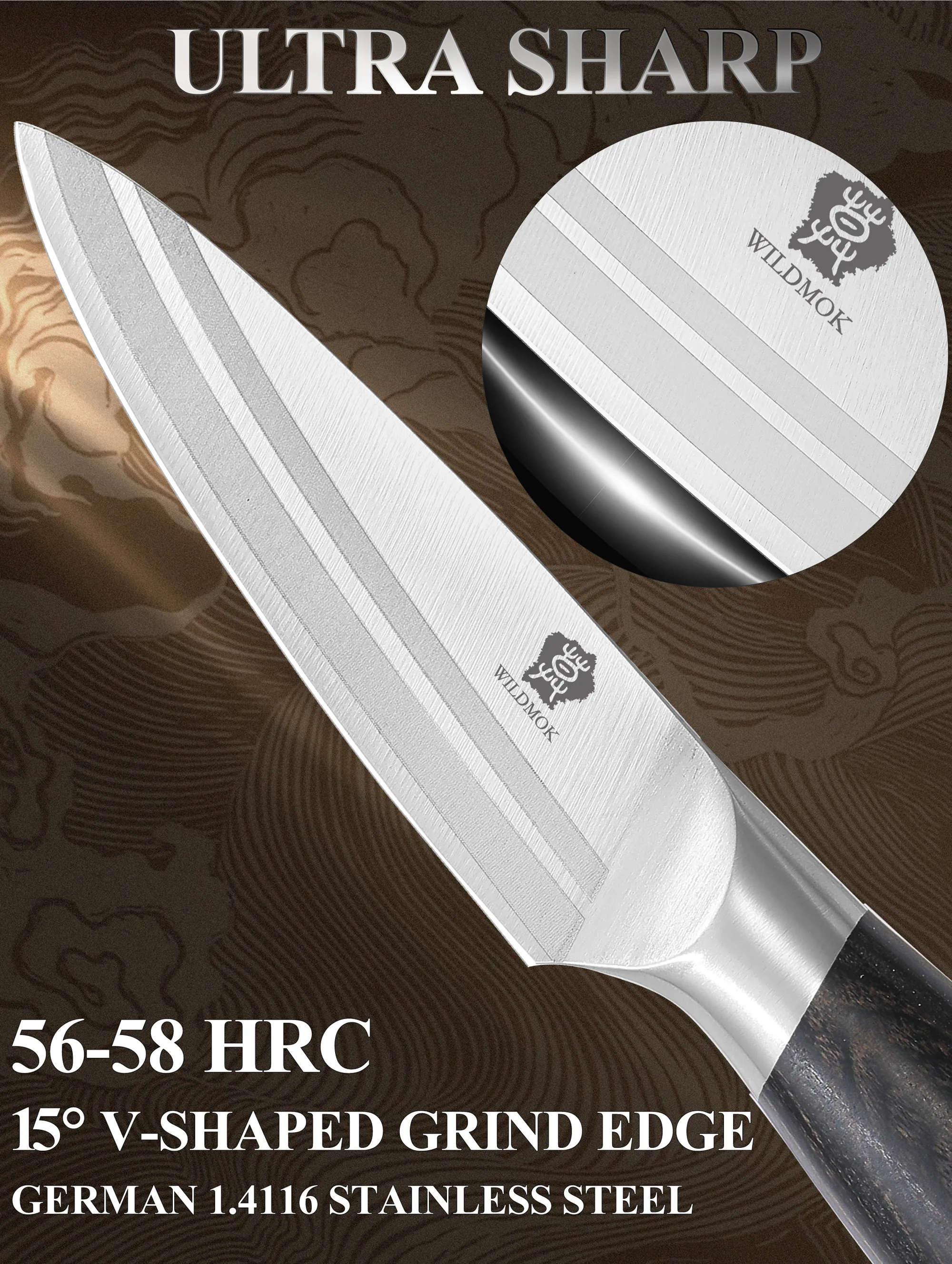WILDMOK 3.5 Inch Paring Knife, Ultra Sharp German Steel Fruit Knife with Ergonomic Handle for Peeling & Slicing