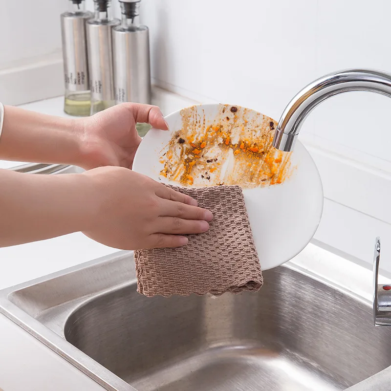 Kitchen Anti-grease Wiping Rags Efficient Super Absorbent Microfiber Cleaning Cloth Home Washing Dish Kitchen Cleaning Towel