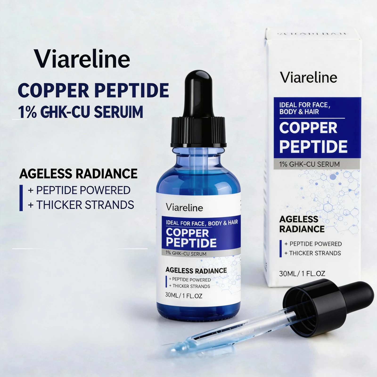 Copper Peptide Essence Hydrating Brightening Essence for Face Body Multi Moisturizing Brightening Soothing Face Skincare Essence