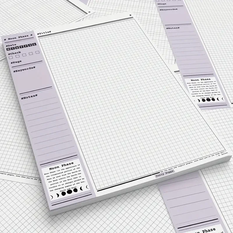 Moon Phase Theme B5 Notebook - 30 Sheets Diary Enhanced Study Efficiency Notepad Journal for Office And School Supplies