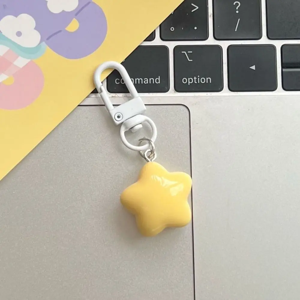 Keyring Stars Yellow Pink Stars Keychain Pentagram Chubby Chubby Milk Yellow Star Keychain Yellow/Pink Soft Fun Decorative