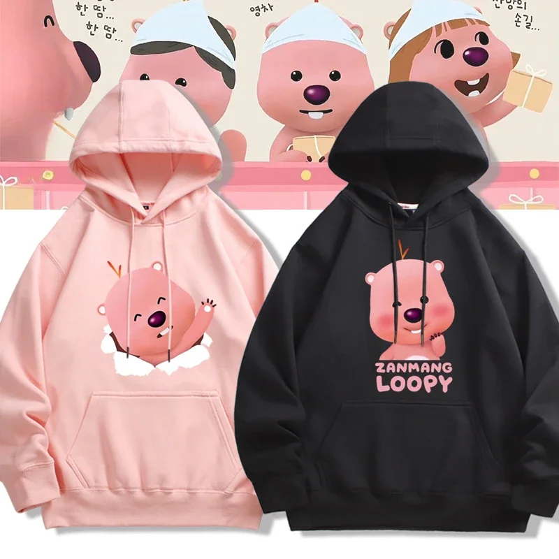 

Couple's Clothing Loopy Little Beaver Cute Style Hoodies for Women Cartoon Sweatshirt for Womens Spring and Autumn Y2k Top