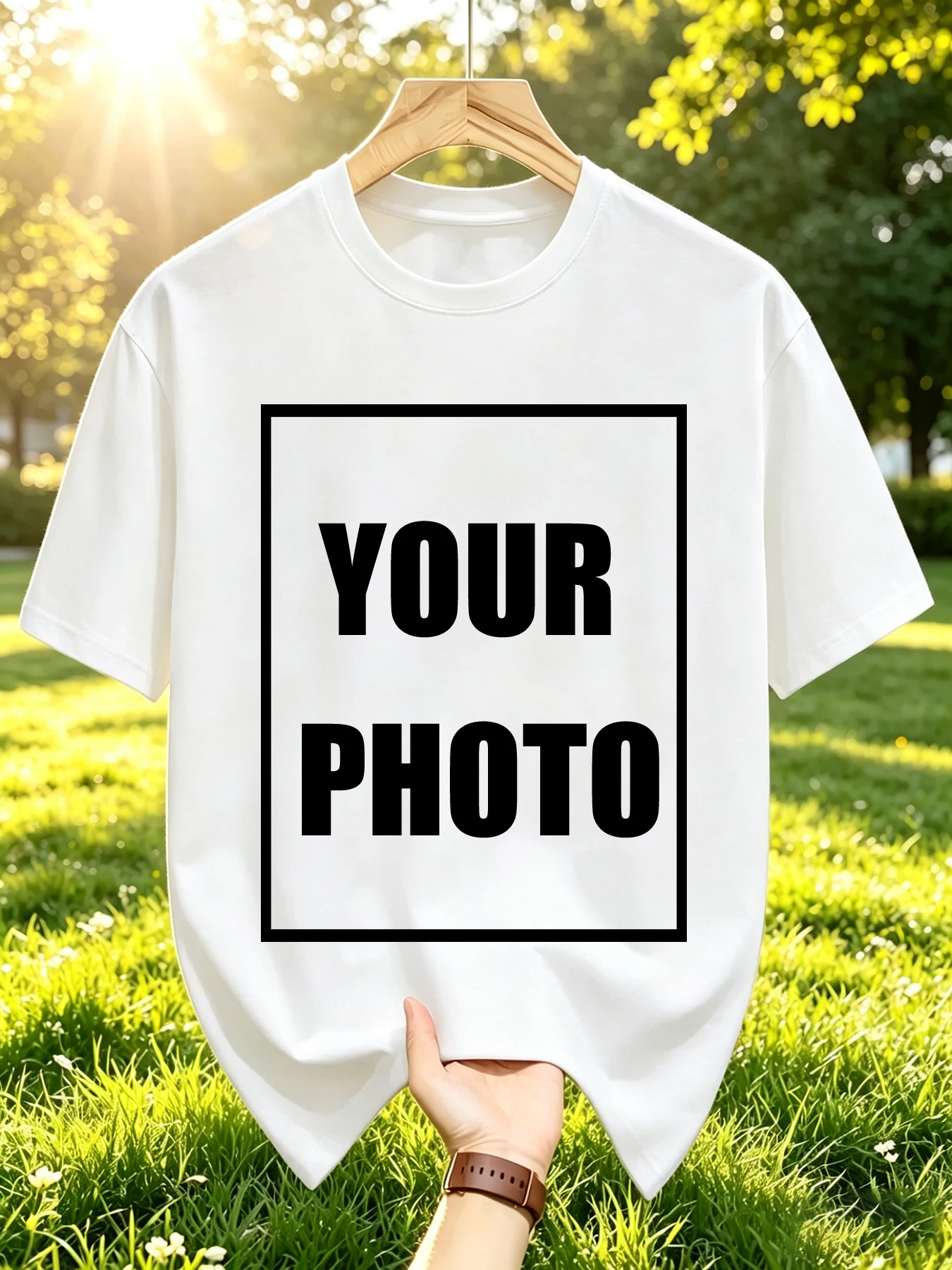 Photo Creative Design T-Shirt Men's Women's High-end Parent-Child Clothing Cartoon Image DIY 100% Cotton Summer New Fashion Tee