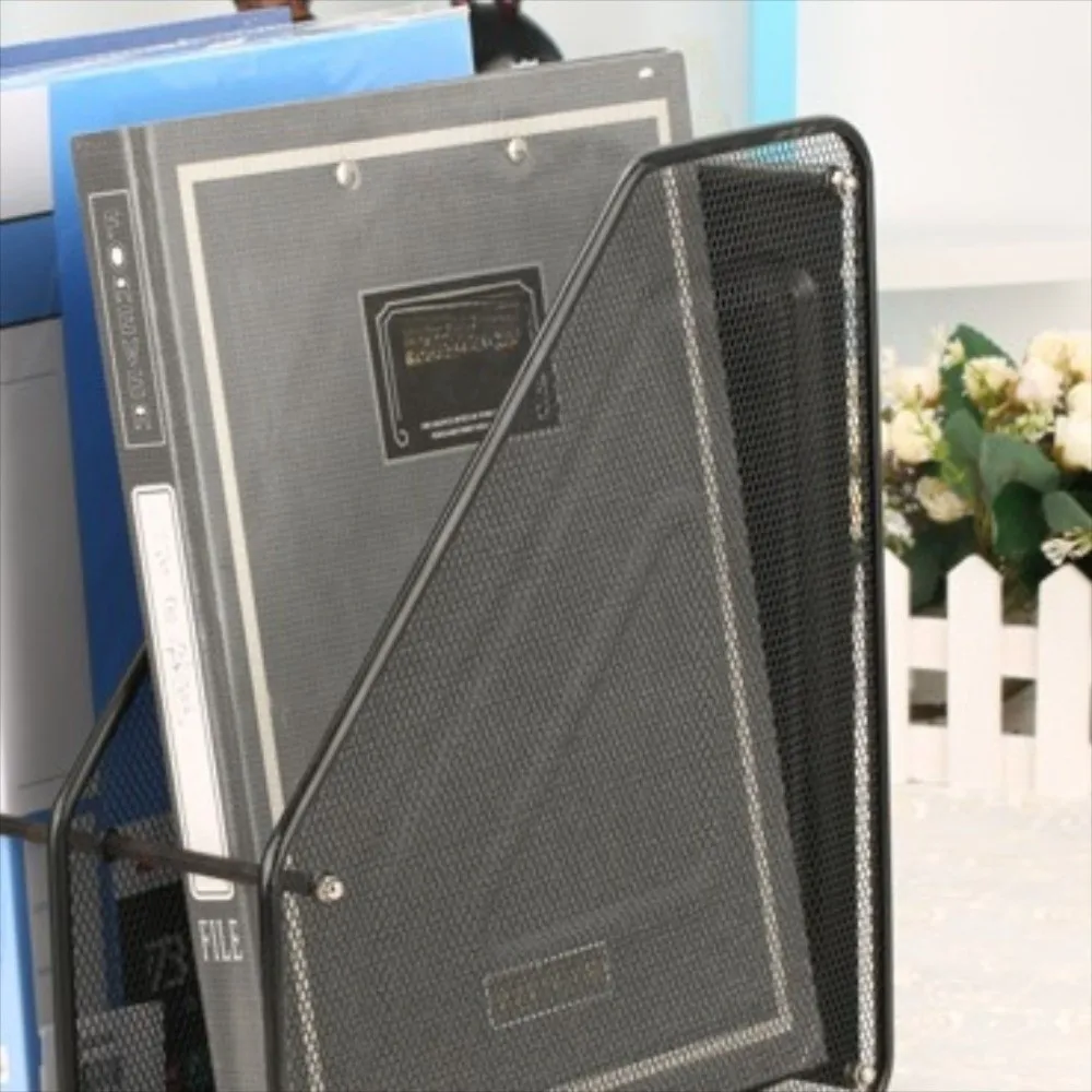 Reusable Wire Mesh Metal File Rack Data Rack Desk Shelf 3 Tier File Frame Stationery Organizer Stable Base File Storage Box Menu