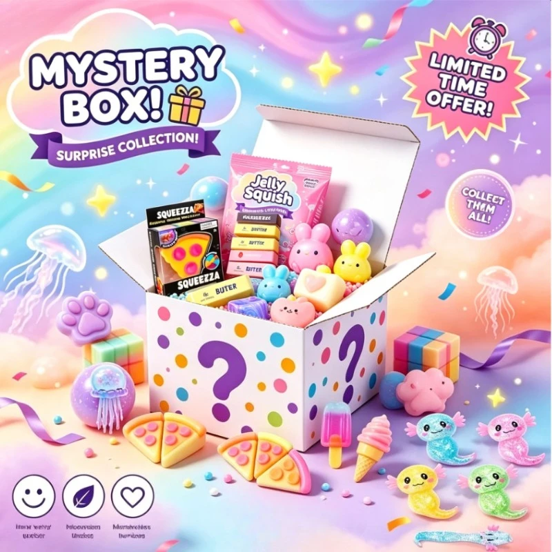 

Limited Time Offer Mystery Box, Surprise Collection Assorted Squishy Fidget Toys, Cute Squeeze Sensory Stress Relief Toys for Kids Party Favors