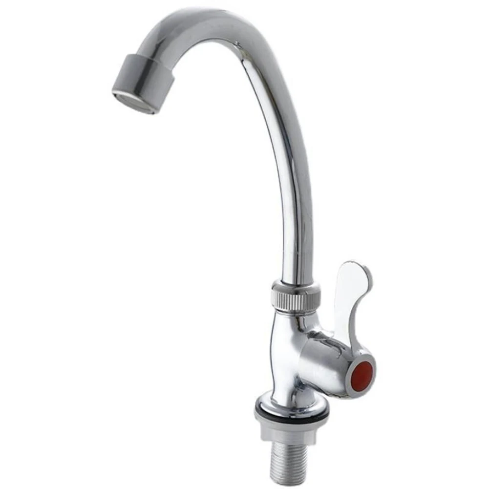 Silver Vertical Vegetable Basin Faucet Contemporary Kitchen Tapware Single Cold Water Faucet Versatile Installation