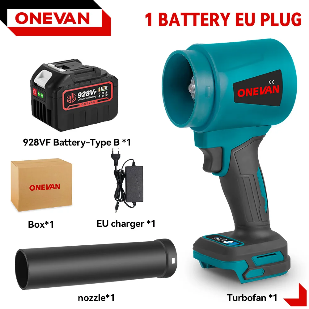 ONEVAN 300000 RPM Borstelloze Elektrische Turbo Blowers Jet Fan 400 M/S Bladblazer Stof Blazen Tool Voor Makita 18 V Batterij Pin