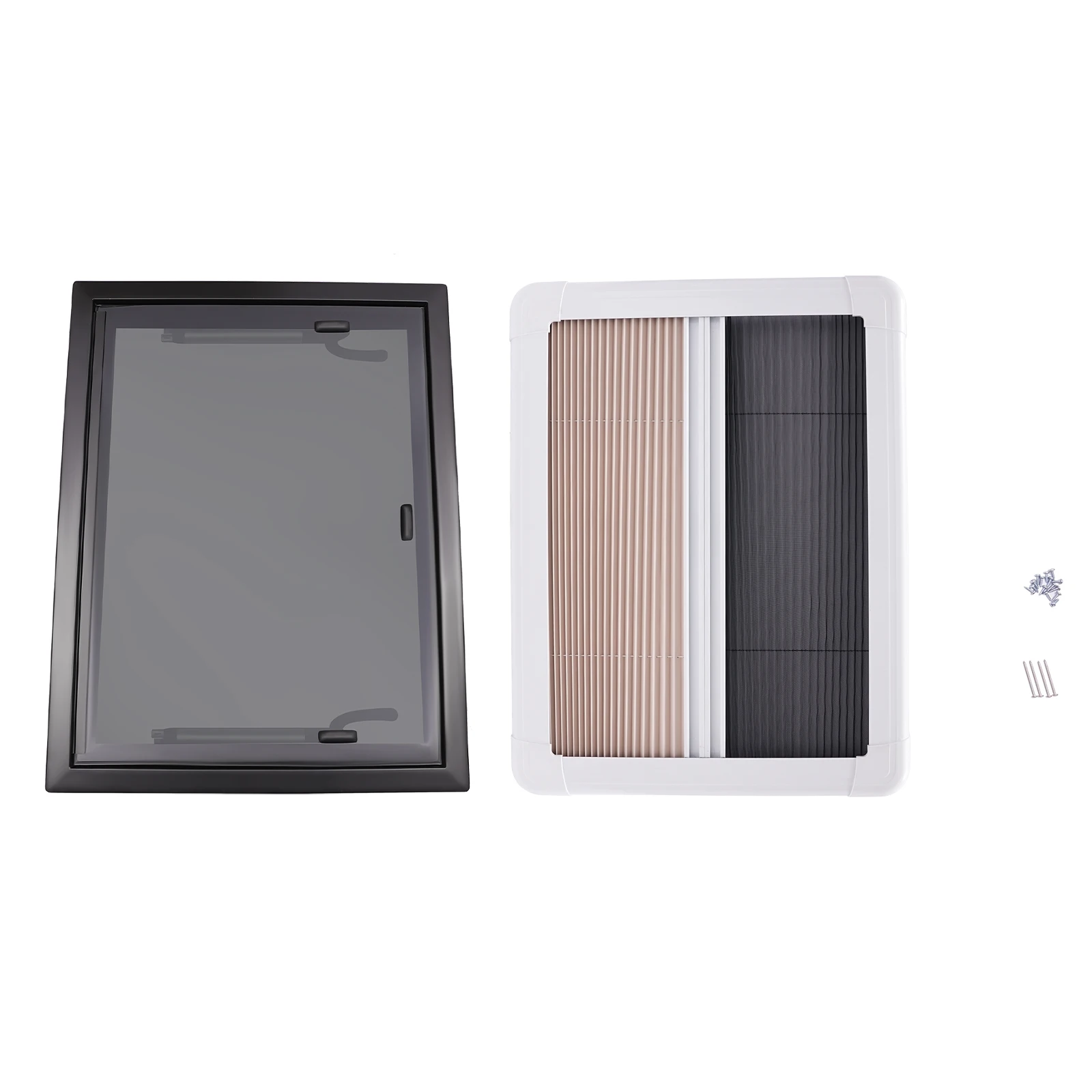 60 × 45 سم RV Caravan Camper Van Push Out Window سبائك الألومنيوم RV نافذة خارجية مع شاشة نافذة مقاومة للحشرات باللون الأسود والأبيض