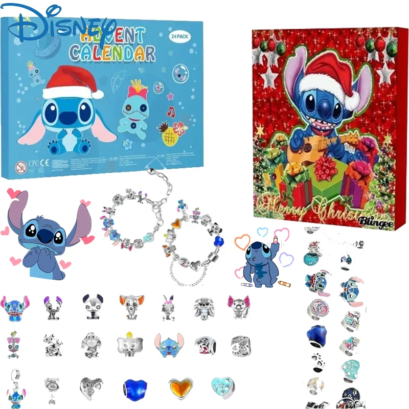 

Disney Stitch Mickey 24 Days Christmas Advent Calendar Bracelets Xmas Countdown Calendar Diy Jewelry Making Kit Kids Gifts