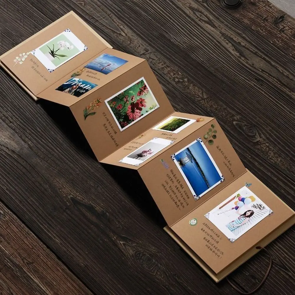 Creative Folding Accordion Photo Album Gift Kraft Paper Photocard Surprised Photo Book 10 Page Graffiti DIY Surprise Gift Couple