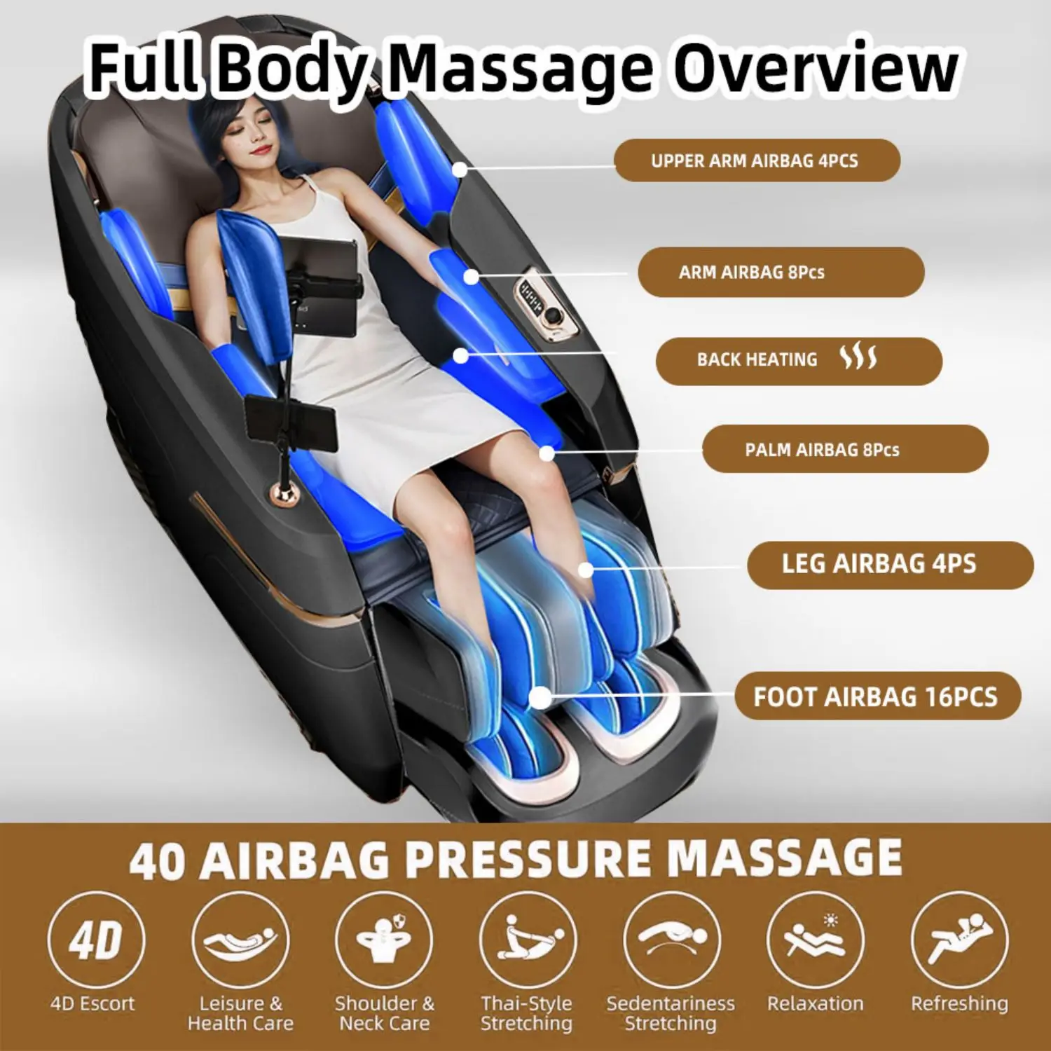 3-year warranty massage chair full body Multi Functional Electric Massage Chair Full Body Zero Gravity Airbags Heating Kneading