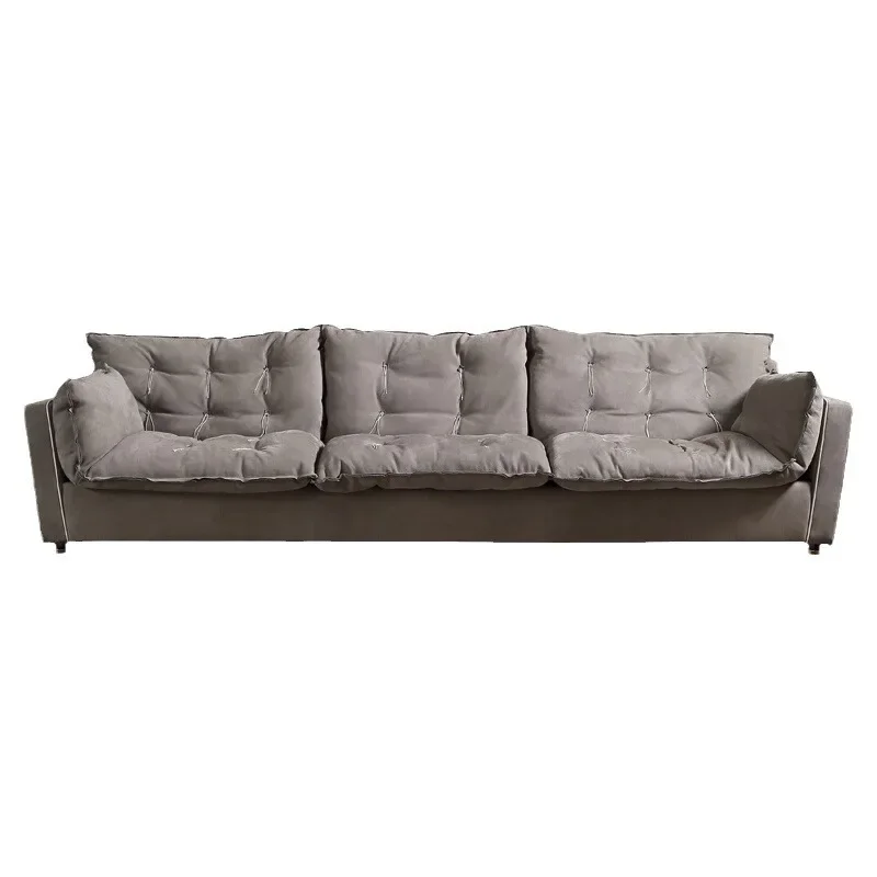 

Nordic minimalist large apartment living room high-end matte leather Italian sofa