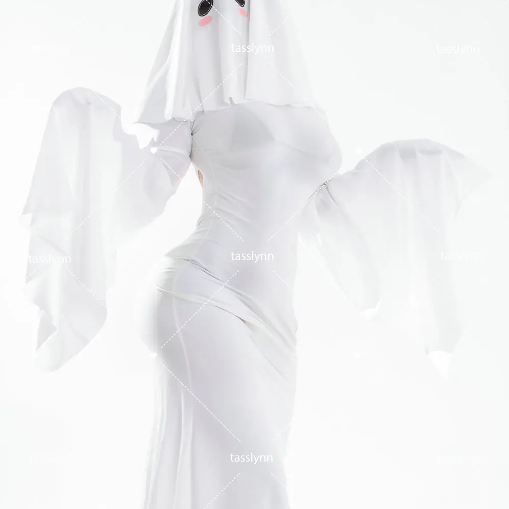 Female Ghost Cosplay Costume Halloween Scare Face Cape Scream Costume Adult Fancy Dress Halloween Cosplay Costume