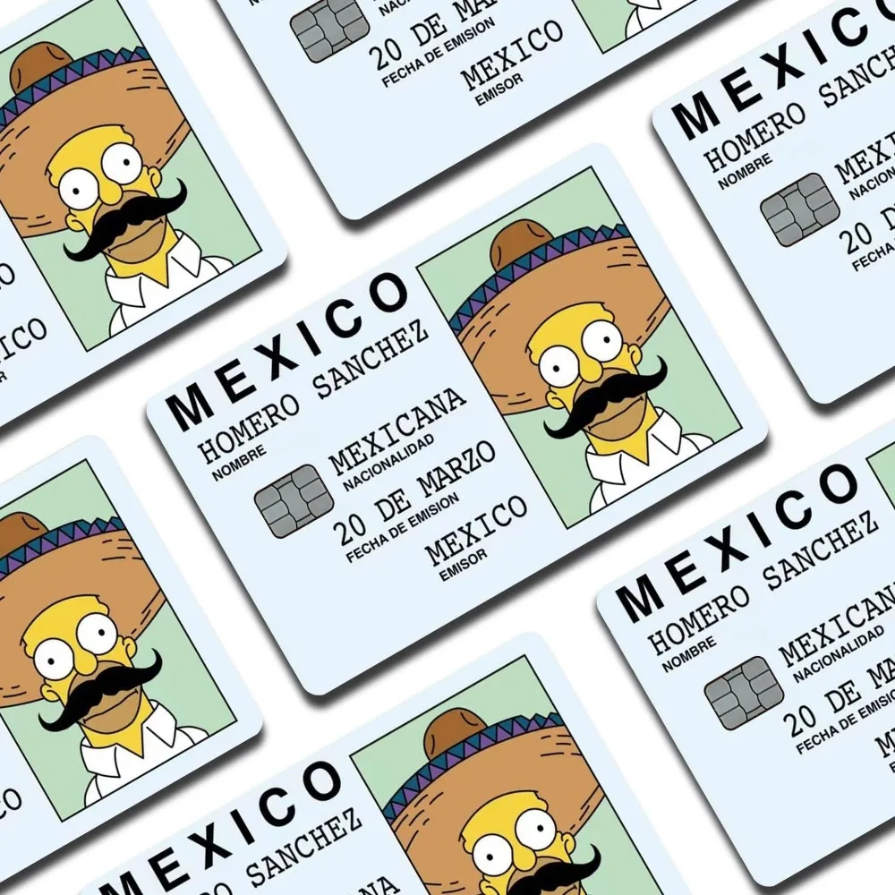 Fashion Matte Sticker HOMERO SANCHE Mexican Express with Anime Characters Debit Card Sticker for Bank Credit Debit Card Gifts