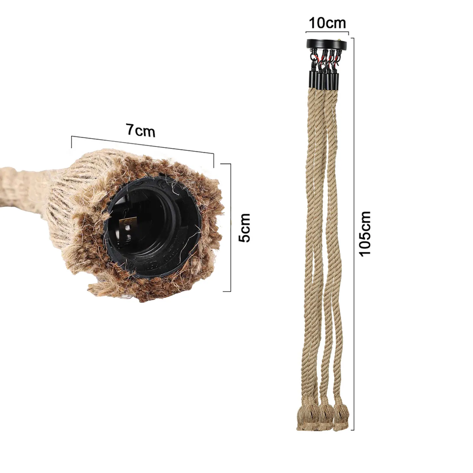 Lamp Twine Chandelier 1m 200-240V 5 Head Ceiling Chandelier IP20 Industrial LED Lamp Retro Wiring Earth Yellow