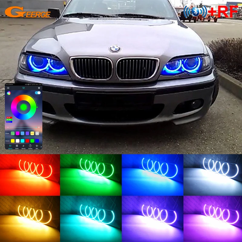 

For BMW E46 Sedan Touring 1998 - 2005 RF Remote Bluetooth-Compatible APP Multi-Color Ultra Bright RGB LED Angel Eyes Halo Rings