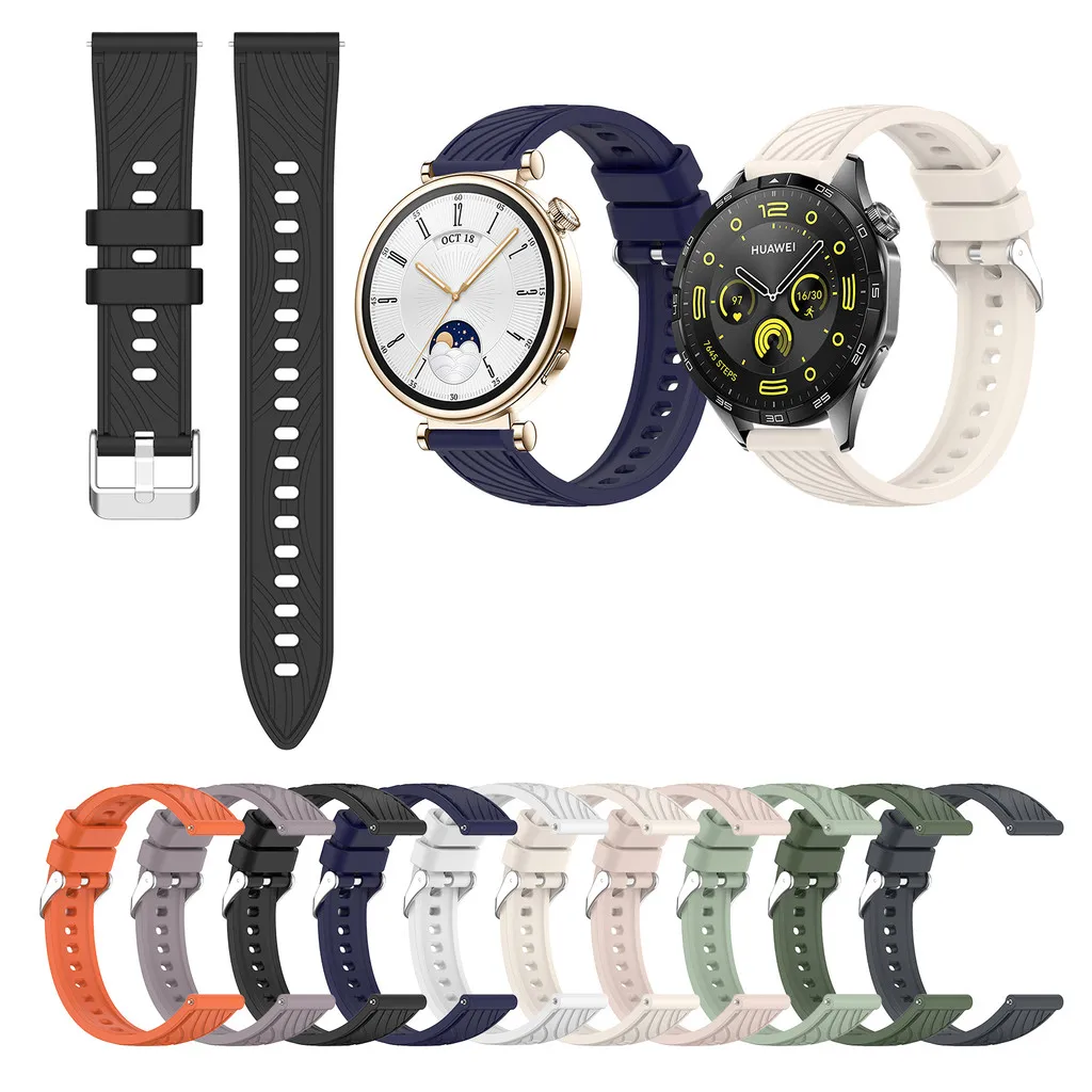 

20mm 22mm Silicone Strap for Huawei Watch GT5 GT3 GT4 SE GT2 GT2e Watch4 Watch3 Pro GT 23 4 2e 42mm 43mm 46mm Pattern Lines Band