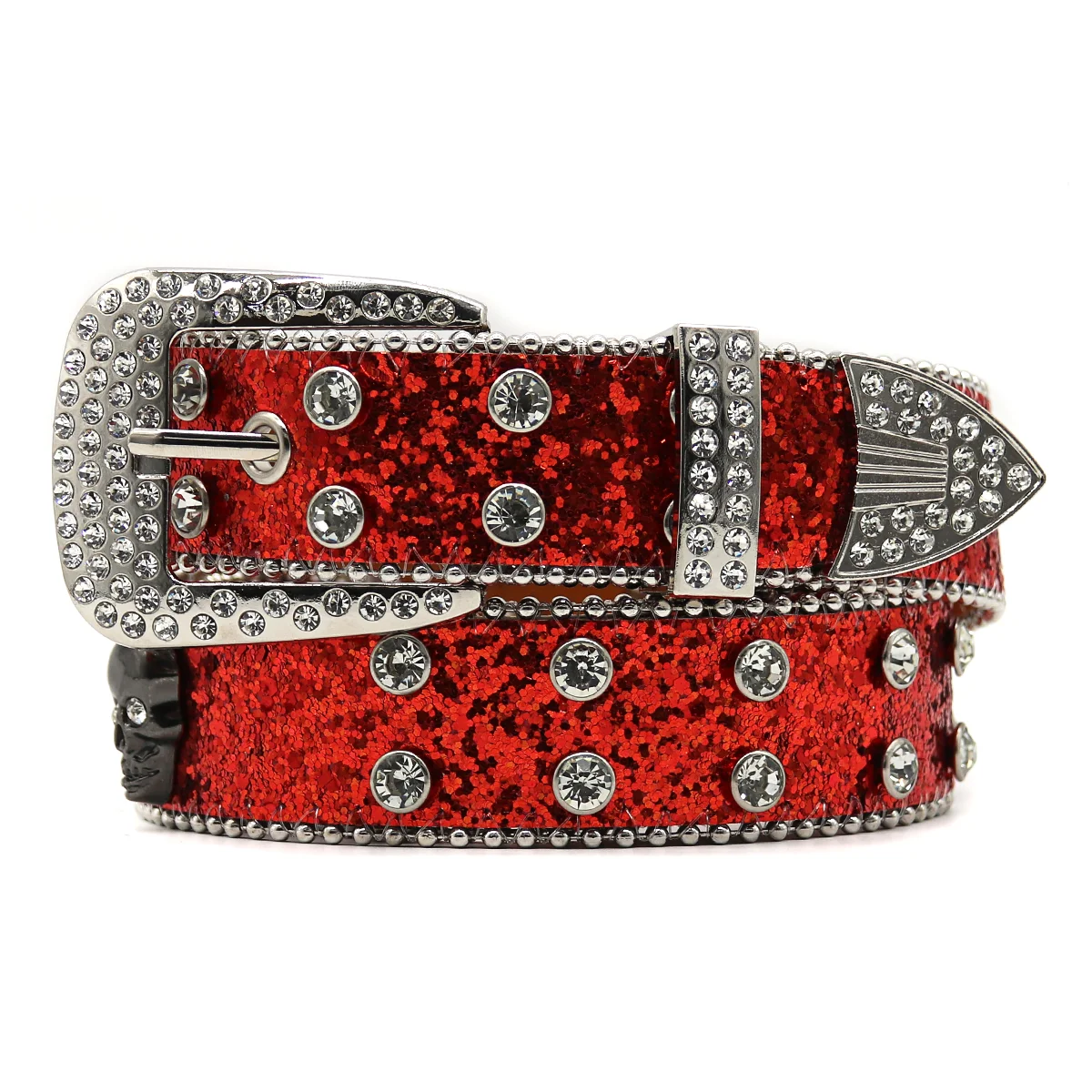 Fine Y2K Skull Rhinestones Belts Quality Western Cowgirl Cowboy Diamond Bling Luxury Designer Brand Style