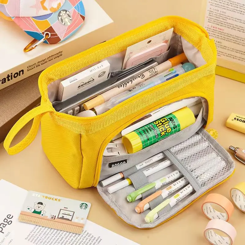 Big Pencil Case Pen Bag Pouch Large Capacity Double Windows School Bags For Kids Students School Supplies Stationery Gift