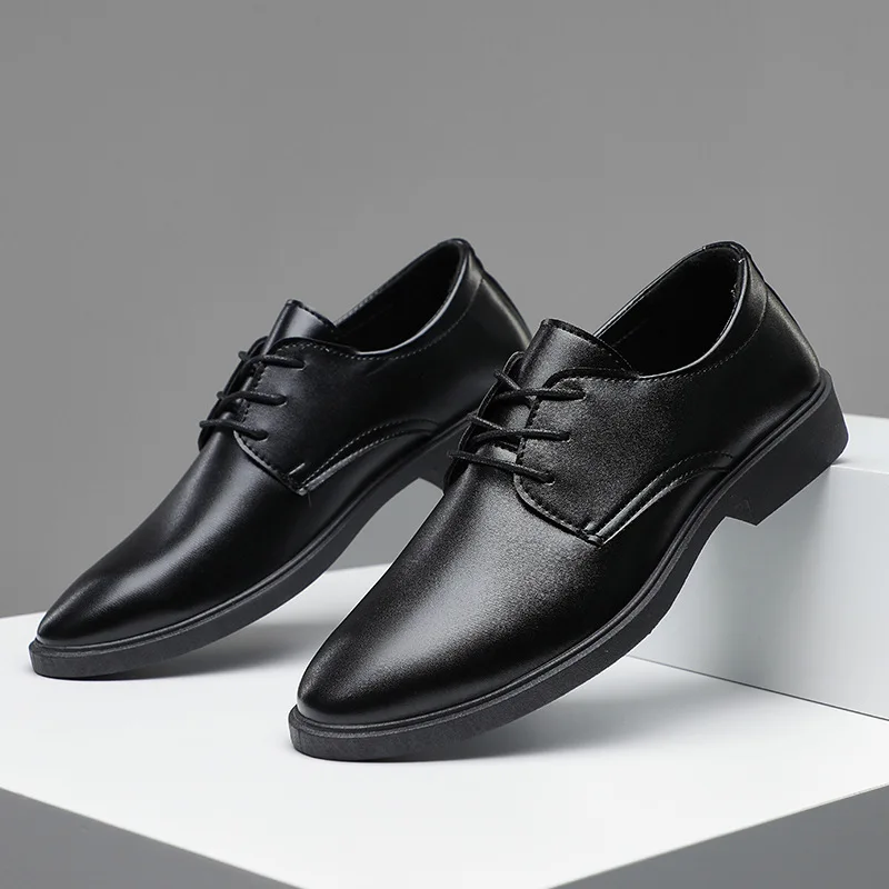 Spring Casual Business formal attire work leather shoes fashion Comfortable height increasing male shoe plus size single shoes