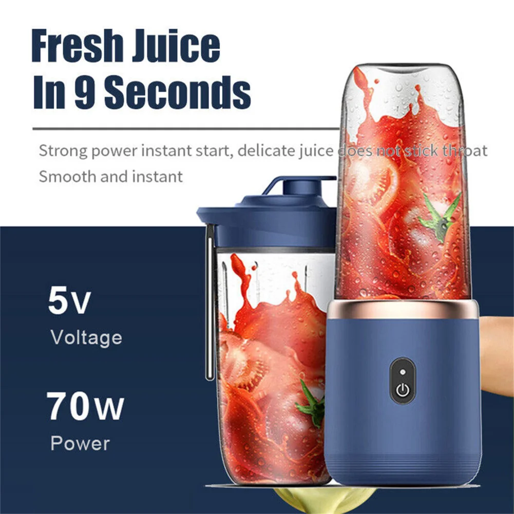 Electric Wireless Juicer With 6 Blades Juicer Fruit drink Cup Automatic Mini Electric Juicer Smoothie Blender Ice Crush 400ml